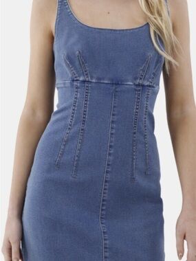 No Boundaries Blue Denim stretch Mini Dress